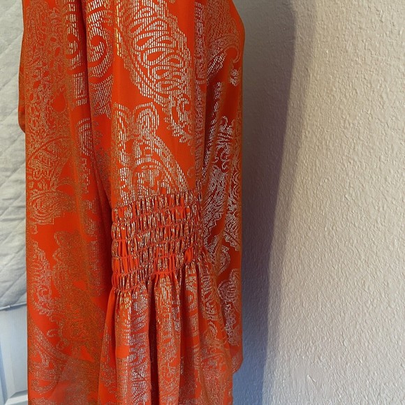 Michael Kors  Orange & Metallic gold Tunic Top Sz XL - Picture 5 of 8